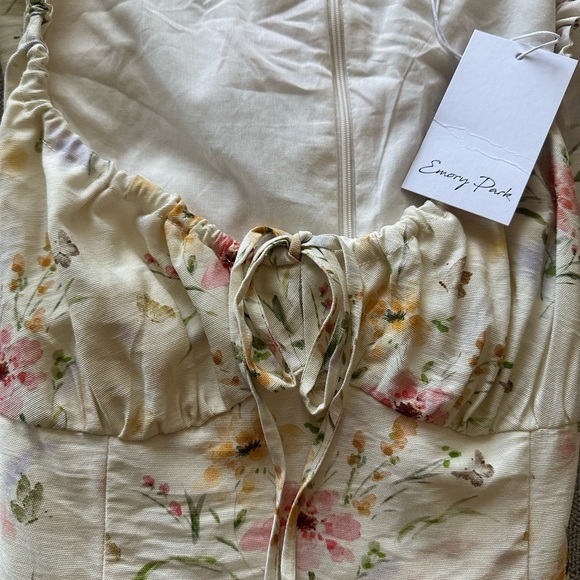 Emory Park Cream Garden Floral Long Sleeve Mini Dress – Size S/M - Picture 6 of 7